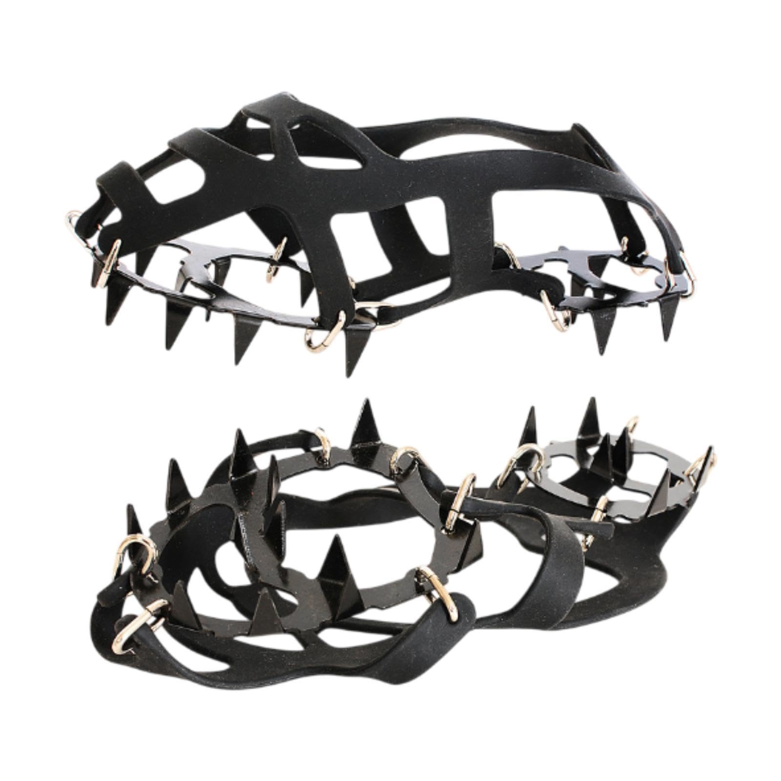 LOVIVER Crampons Chaussures Spécial Neige Glace 18 Pointes Silicone Acier Manganèse Adaptés à La Marche Course Plein Air Escalade