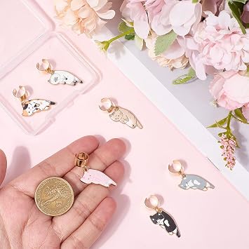 6Pcs 6 Styles Cat Stethoscope Charms Stethoscope Name Tag ID Cute Alloy Enamel Kitty Animal Mixed Color Pendants Custom Name Tags Decoration for Nurses Doctor Healthcare Workers Supplies Gift