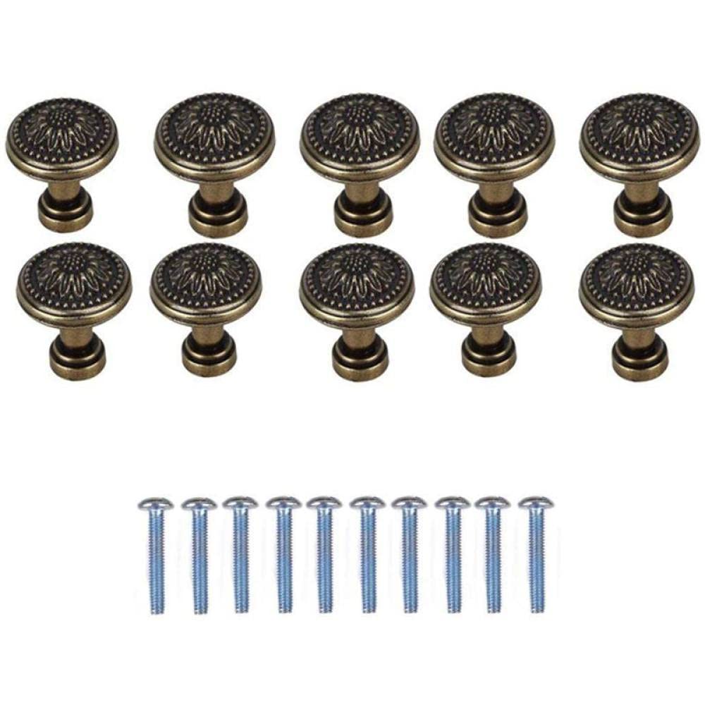 Bouton de meuble antique bronze fleur Youther x10 pour placard de cuisine
