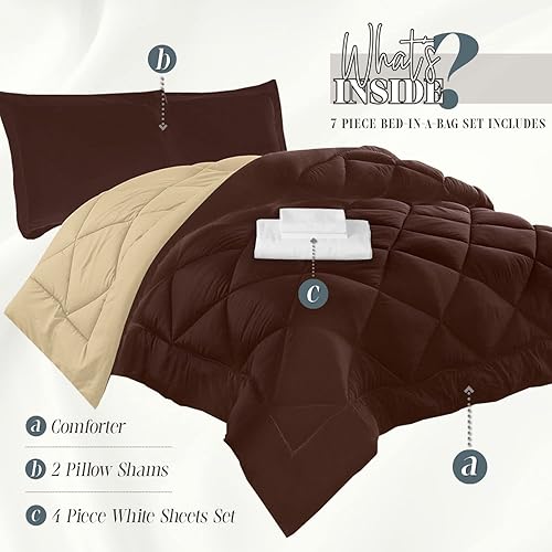 Vista 53 de Elegant Comfort Juego de sábanas y edredón de 7 piezas, tamaño individual XL, de 1500 hilos, súper acogedor, resistente a las arrugas y a