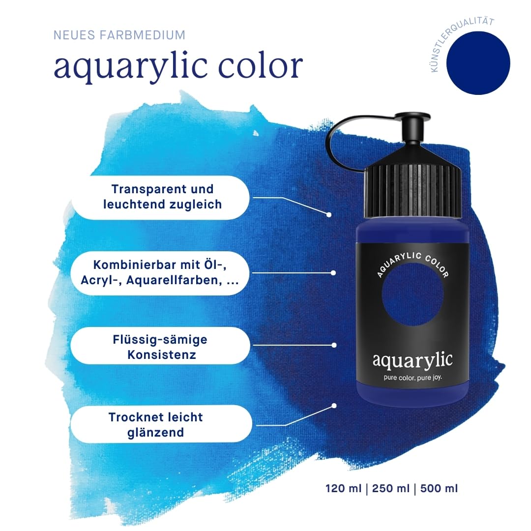 Color Künstlerfarbe - Starterset - Hochpigmentiert, Lichtecht - 5 x 120ml Flaschen inklusive PDF-Anleitung und Videokurs