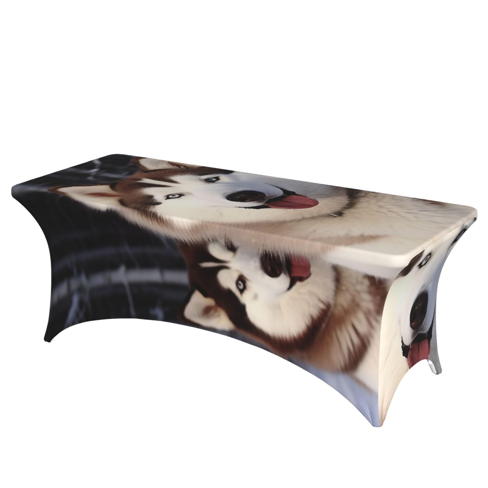 DWVTSLH 6FT Spandex Table Covers for Rectangle Tables, Wrinkle Resistant Stretch Tablecloths, Ultimate Fitted Huskies Table Cloth for Party, Wedding, Banquet