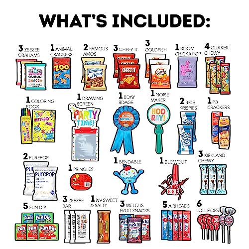 Birthday Care Package (80 Count) Snacks Food Cookies Chocolate Bar Chips Candy Party Variety Gift Box Pack Assortment Basket Bundle Mix Bulk Sampler Treat College Students Kids Teens Office School #TOP1