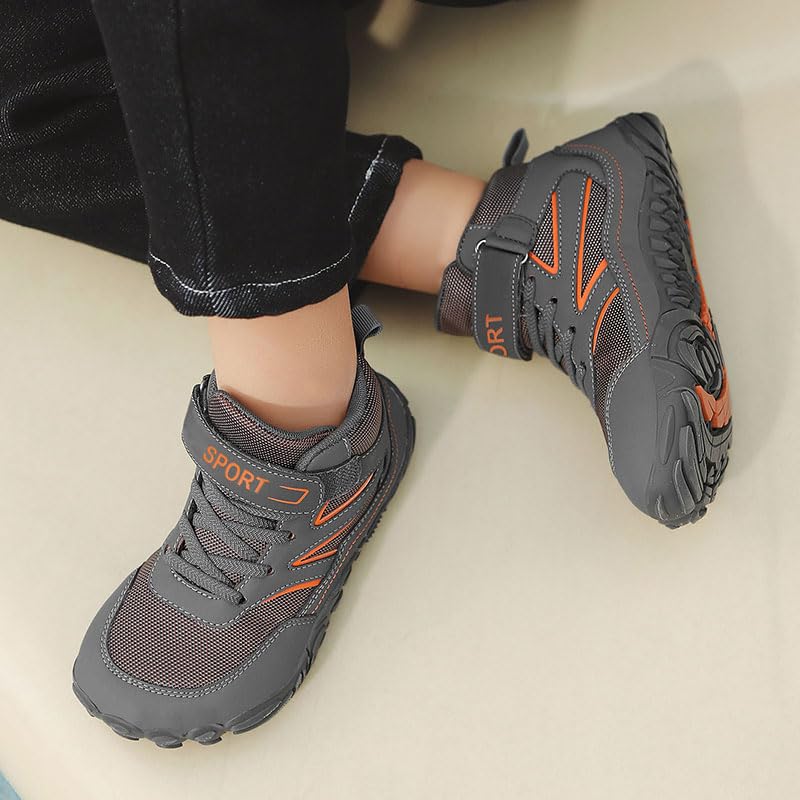 Zapatillas Descalzas Niños Zapatos de Trekking Barefoot Minimalistas Ligeras Transpirable Mid Hiking Shoes Unisex,28-37EU