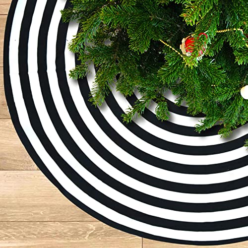 Ahoocustom Black And White Annual Ring 48 Inch Christmas Tree Skirt, Rustic Farmhouse Large Lollipop Funny Party Decor Supplies For Xmas Tree Mat Halloween Decorations Occasion Ornaments 48" #TOP2