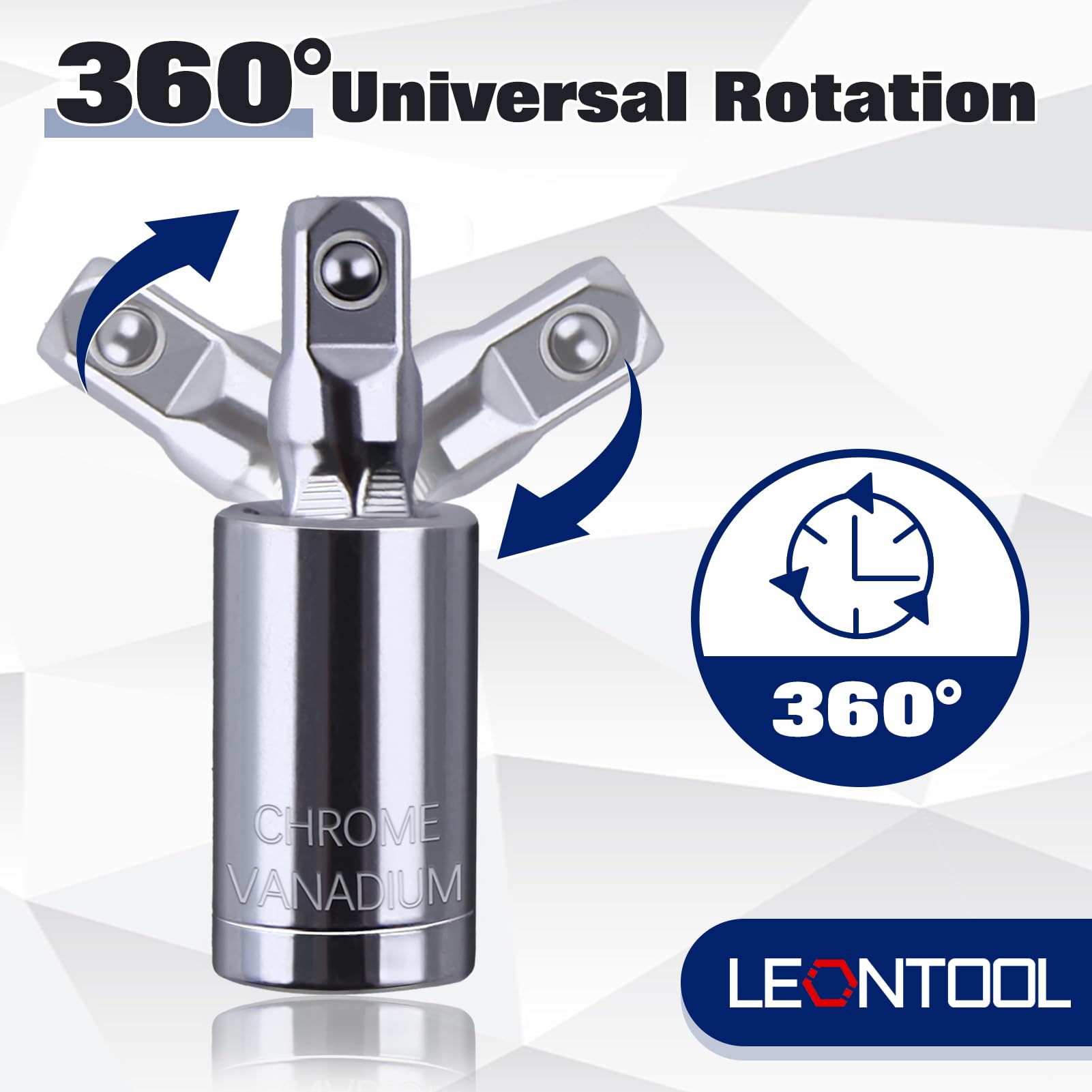 LEONTOOL 3Pcs Universal Joint Socket Set 1/4" 3/8" 1/2" Drive Swivel Socket Set Impact Universal Joint Socket Adapter Set - Image 2