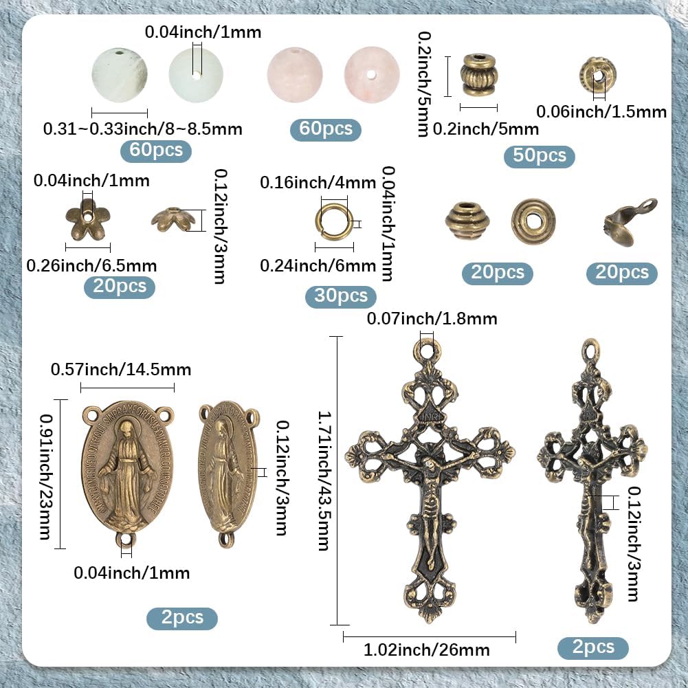 SUNNYCLUE 264Pcs Rosary Making Kits Cross Charms Bulk Eatser Crucifix Link Charms Chandelier Component Links Natural Gemstones Stone Beads for Jewelry Making Supplies DIY Necklace Bracelets Holiday - Image 2