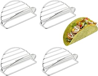Taco Holders Set- Heavy-Duty Taco Stands hold 1/2/3 Tacos - Use as a Taco Rack to fill Tacos with Ease - Safe for Dishwasher, Oven, and Grill - Taco Shell holder (1 holder-4pack)