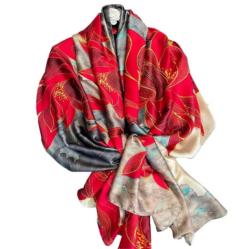 MUSUMI Bufanda de Seda para Mujer, Hijab Vintage, Diadema con Estampado, chales y envolturas, Estola de Playa, pañuelo para el Cuello, Bandana Femenina