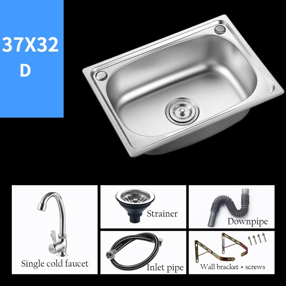 Fregadero De Acero Inoxidable De Una Cubeta Para Lavar Con Grifo De Cuello De Cisne - Lavamanos De Montaje En Pared Para Restaurante, Cocina Y Hogar - Fregadero De Cocina ( Color : Silver , Tamaño : 3