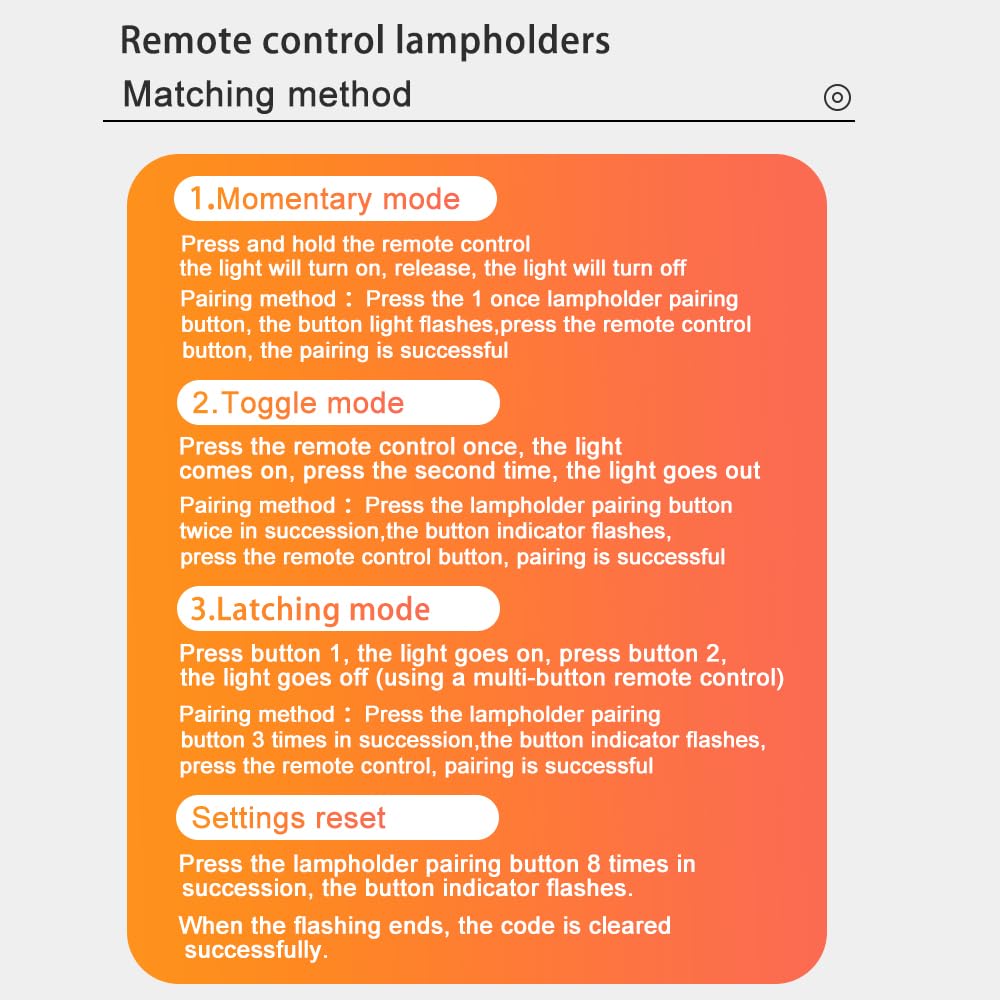 QIACHIP Lampada con telecomando senza fili, attacco E27, portalampada, senza fili, 433 MHz, con On/Off, supporto per lampada LED, lampadina