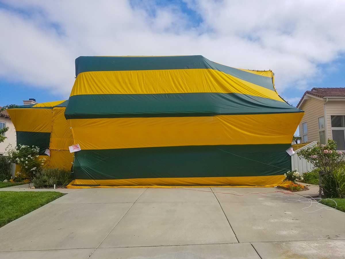 Fumigation Tarps to Enclouse Buildings Keeping Fumigation Operations Enclosed and Under Safe Control. Choose Custom Colors to Match Your Companies Branding