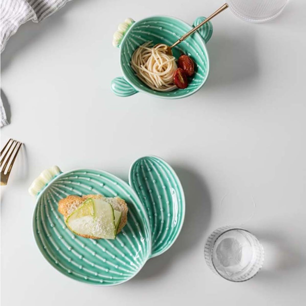 Ceramic Cactus Shape Plate for Household and Hotel Use, Easy to Maintain Eco-friendly Creative Decorative Plate with Beautiful Appearance, for Buffet and Dining Table