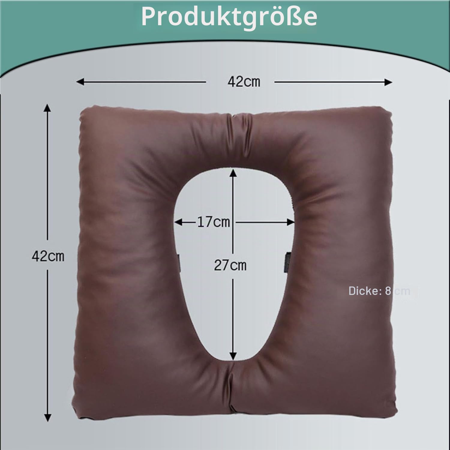 OXFUZZ Toilettenstuhl, Anti-Dekubitus-Kissen, PU-Duschstuhl-Sitzkissen, Dicke Baumwolle, weiches Polster für Nachttisch, Toilettenstuhl, wasserdichter Duschsitz, Rollstuhl für ältere Menschen, Braun,