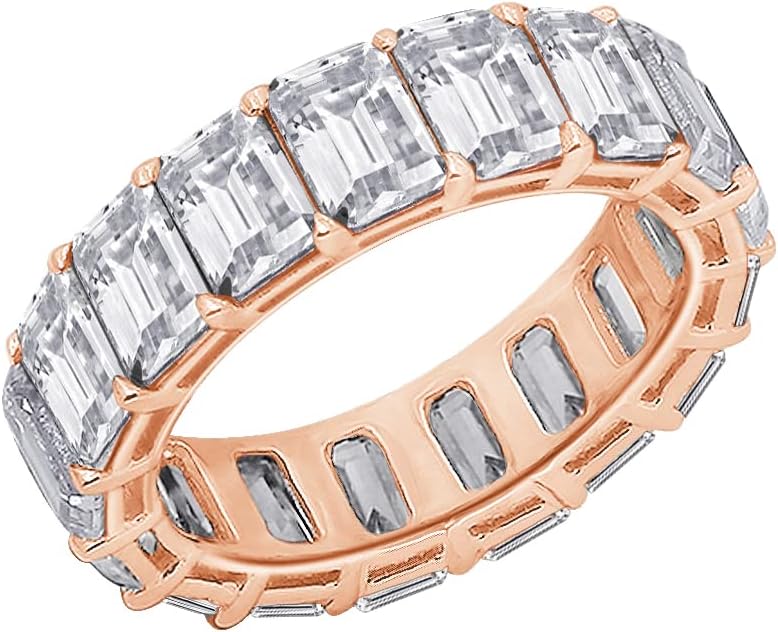 Marilyn Monroe Eternity Ring For Women 14K Yellow Gold, Rose Gold, Platinum Plated 925 Sterling Silver Infinity Band | 10.30 Carats Emerald Cut Cubic Zirconia CZ Diamond Stimulant
