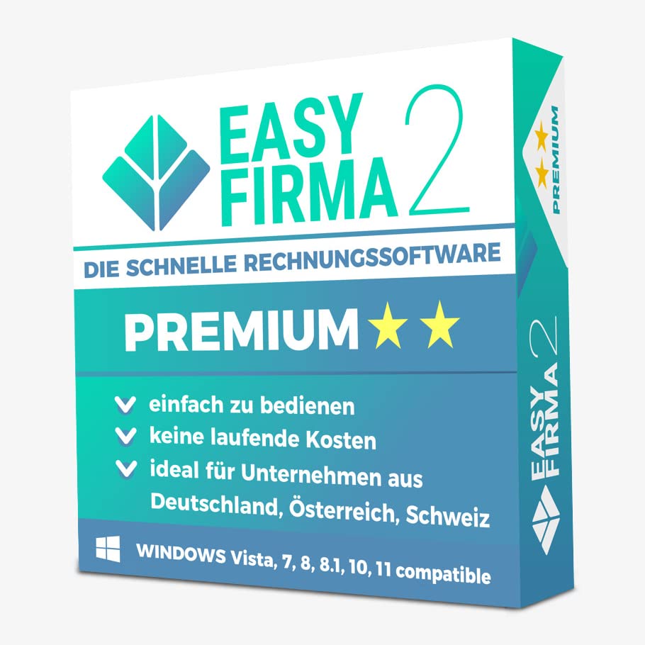 EasyFirma Rechnungssoftware mit E-Rechnung Modul, Digitale Buchhaltung (EasyFirma 2 Ultimate, PC) (EasyFirma 2 Premium)