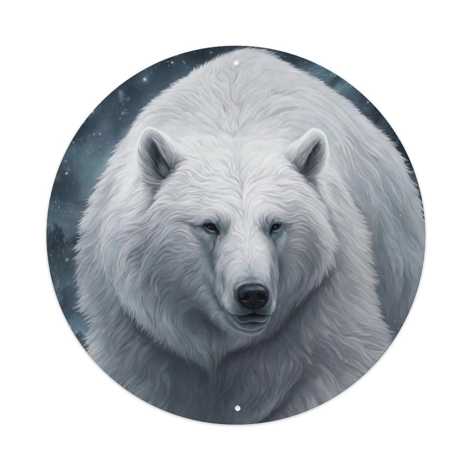 Animal Artwork The Huge Polar Bear on The Snow Vintage Metal Tin Sign Plaque Wall Decor for Cafe, Club Bar, Office, Garden Metal Poster 8x8Inch