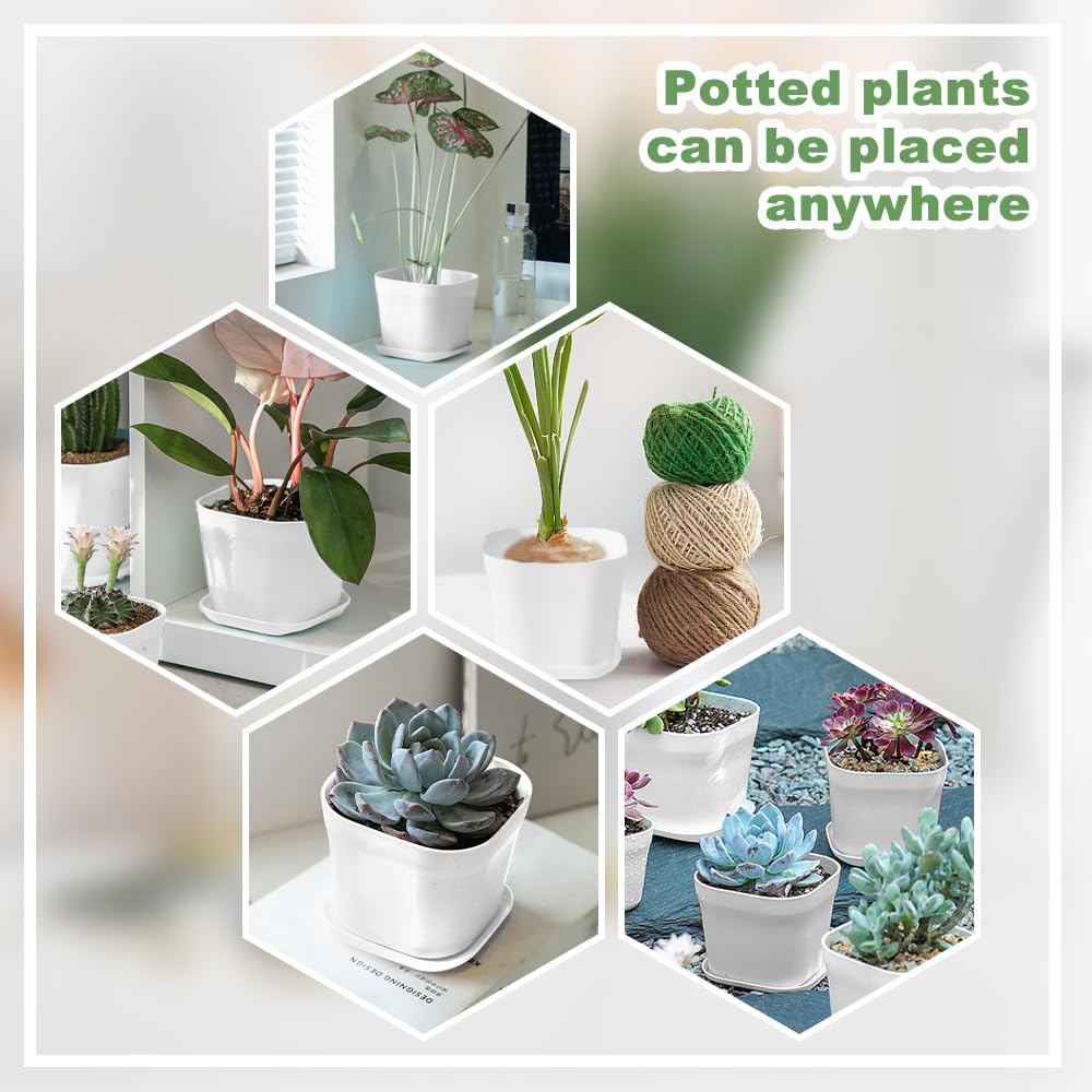 GROWMANIA 5 Weiße Quadratische Pflanztöpfe – Je 11 Liter, Aus Recyceltem Kunststoff, 15 X 15 X 20 Cm, Für Innen & Außen