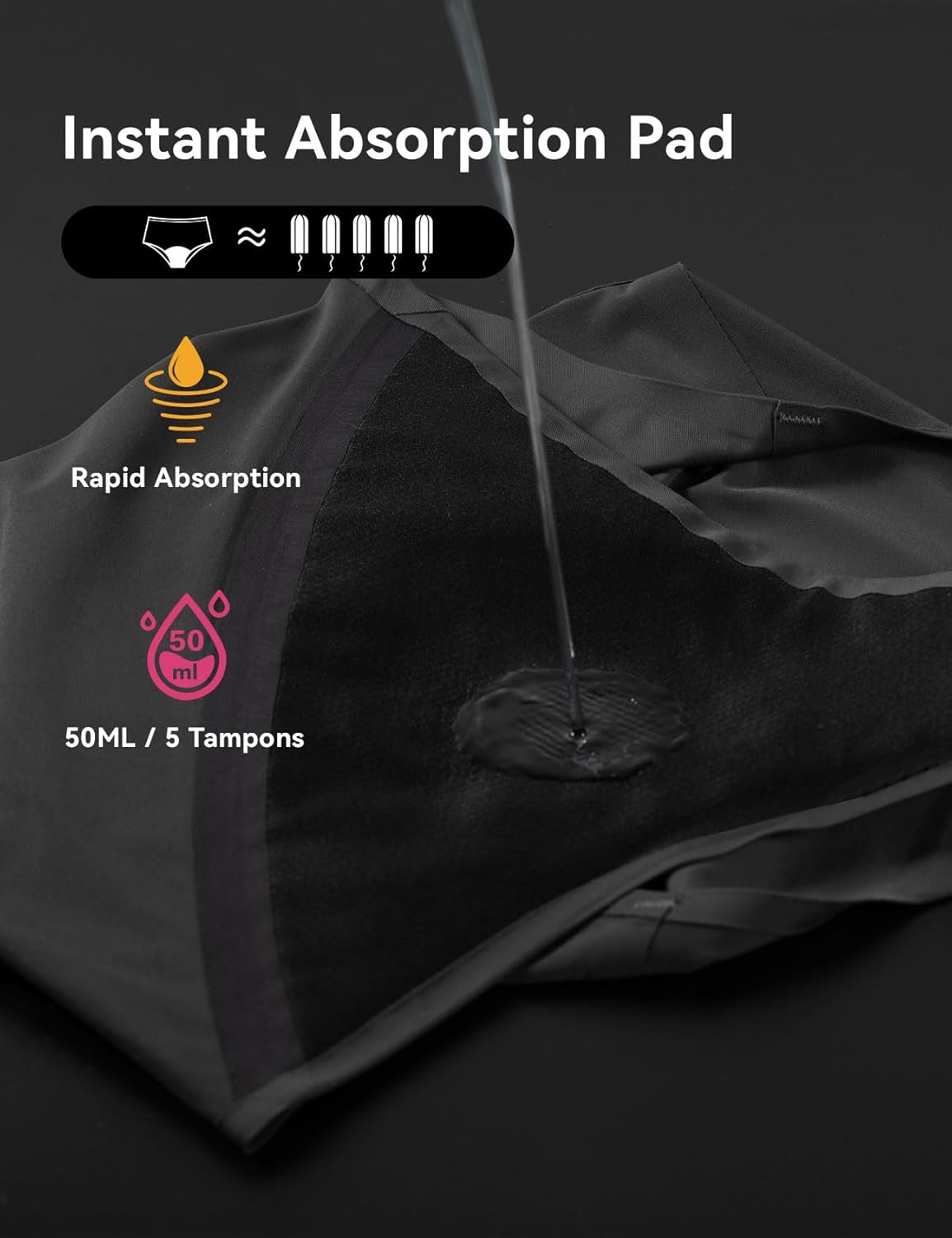 Carer 3 Pack Washable Absorbency Incontinence Regular Underwear for Women, Reusable Leak Proof Protection Panties for Bladder Leakage (Black/Grey/Red) L - Image 5