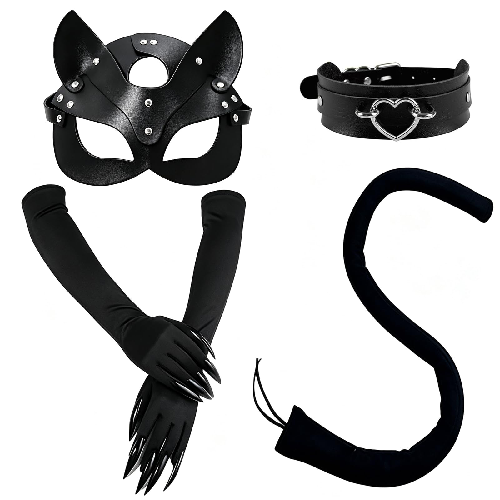 ZPSCXQ Catwoman Costume 4-Piece Set, Black Cat Costume Adult