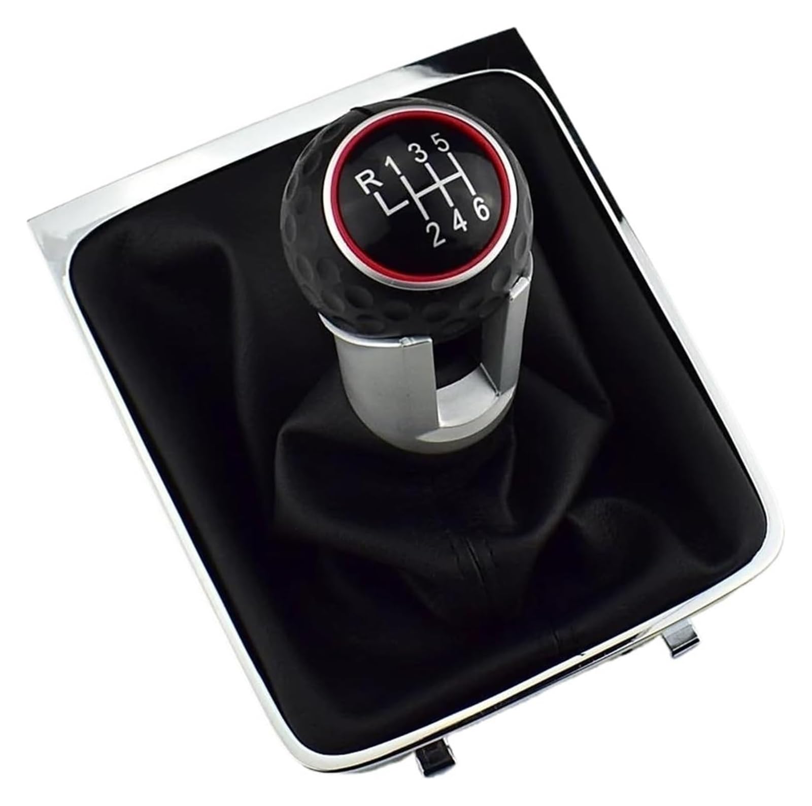 UTONGMU Manual Gear Shift Knob for VW for Passat B6 2005-2011 5 6 Speed Car Gear Shift Knob with Gaiter Boot Cover Frame(Red,6 Speed)