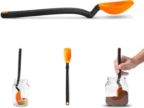 Miniatura 8 de Dreamfarm Mini Supoon - Cuchara de cocina antiadherente de silicona para raspar y raspar frasco, mide 0.2 fl oz de cucharadita, 8 pulgadas, naranja