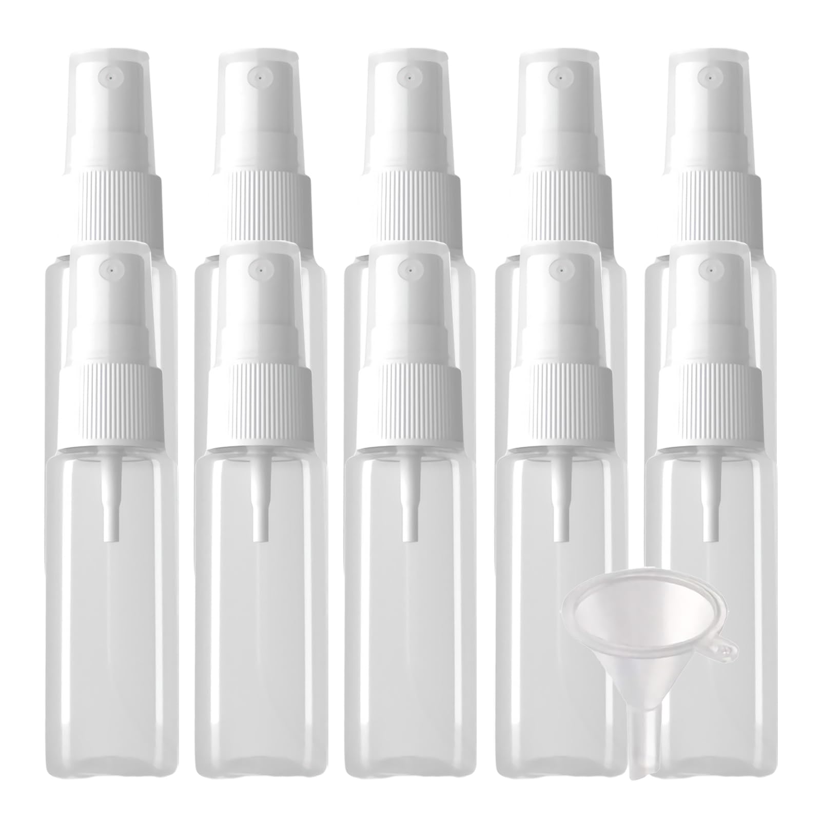 100 Piezas 20ml Transparente Recargable Botellas Con Sprayer Blanco para Limpieza Fina Botella de Spray Vacías Plástico, para Viaje Artículos de Agua Cosmético Alcohol Perfume + 1 x Embudo