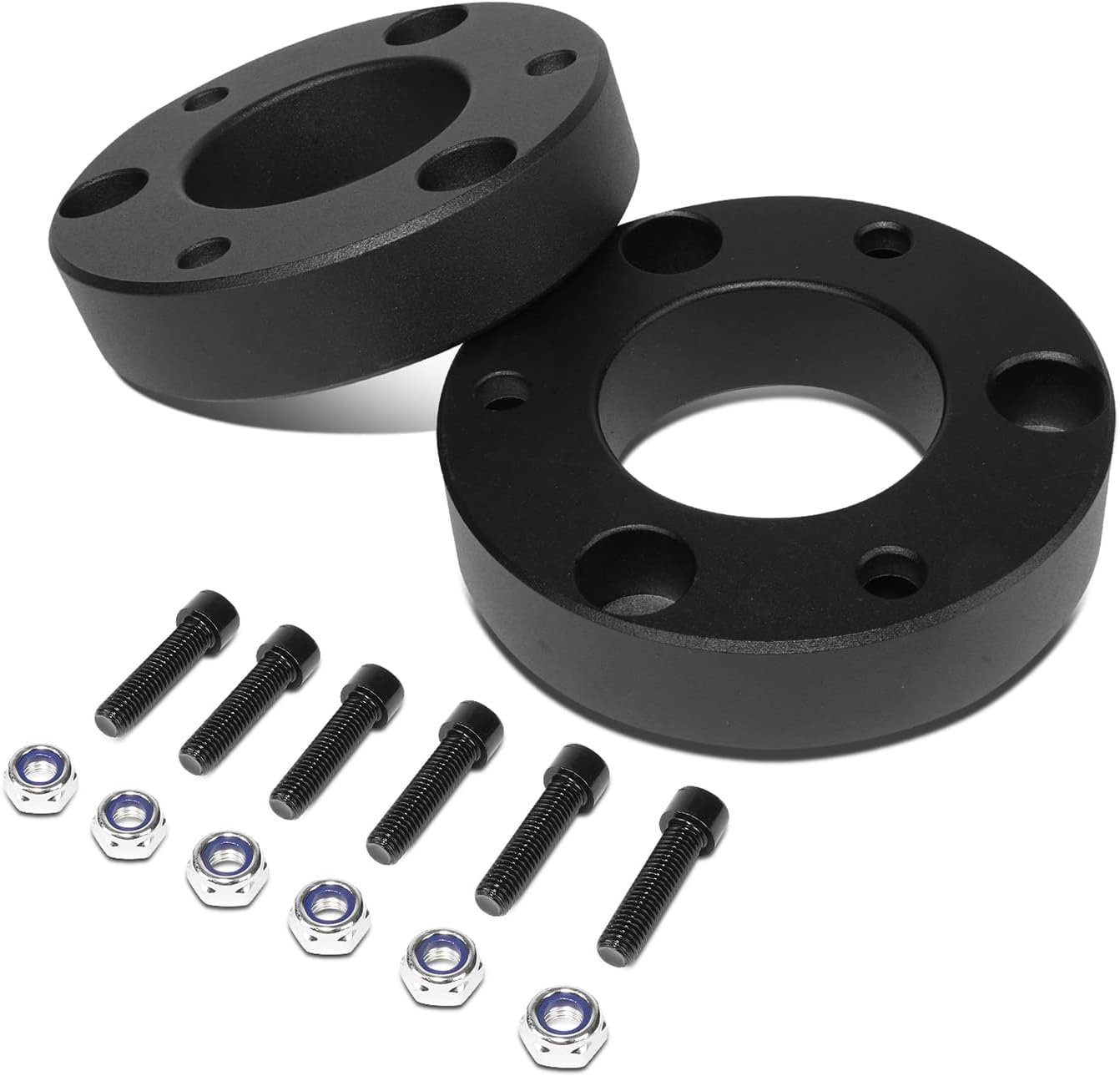 Auto Dynasty Pair of 2 inches Raise Front Suspension Leveling Lift Kit Compatible with Silverado Sierra 1500 2007-2024, Black Powdercoated
