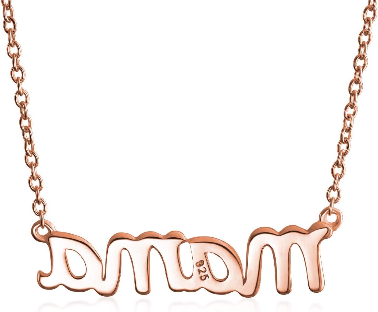 Bling Jewelry Personalized Name Plated Talk Station Pendant MAMA Word Necklace For Mother For Wife Women 14K Rose Gold Plated .925 Sterling Silver - Image 2