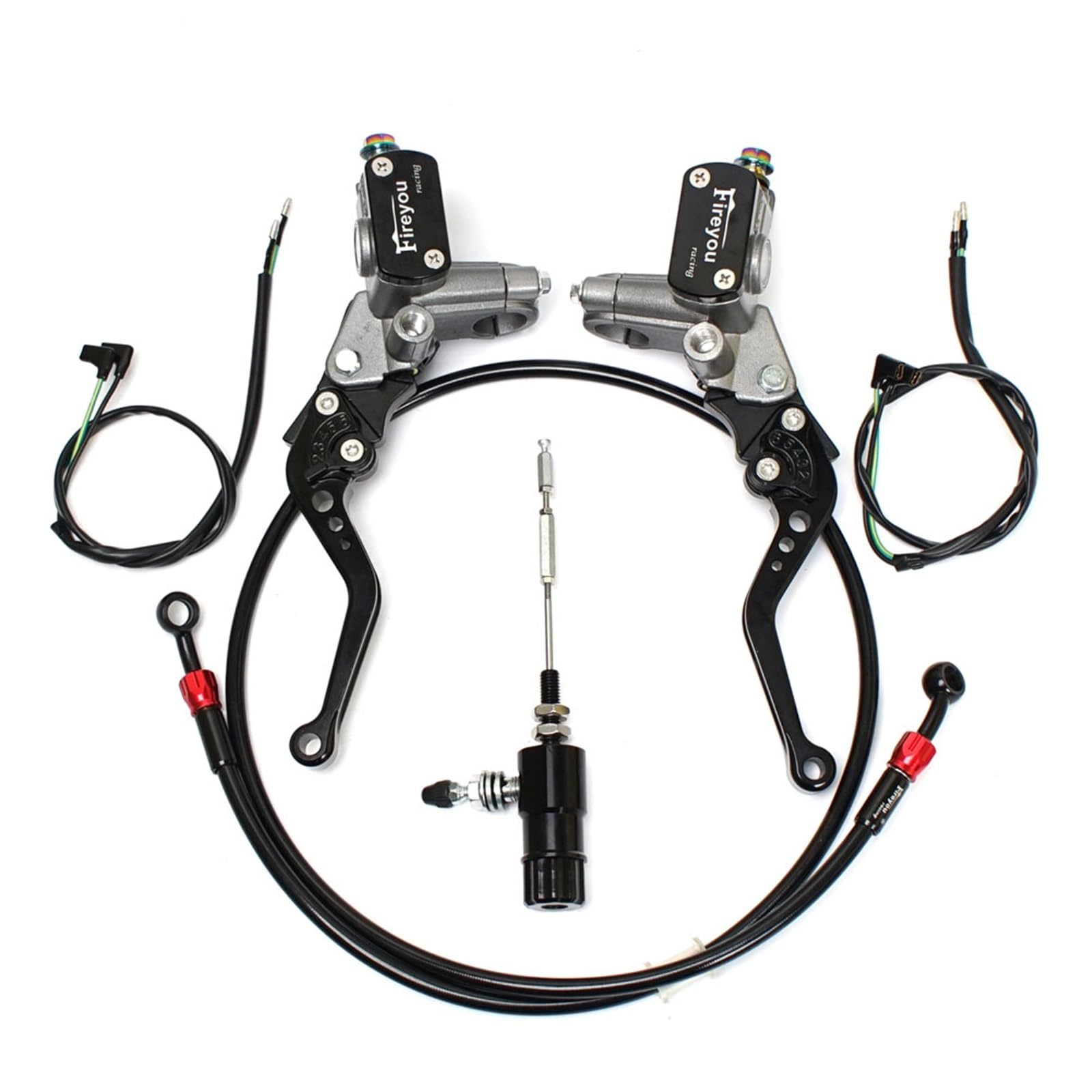 IUKMR Motorcycle Clutch Brake Lever 22mm Motorcycle Hydraulic Clutch Kit Brake Master Cylinder Dirt Bike Sport Scooter(Black Set)