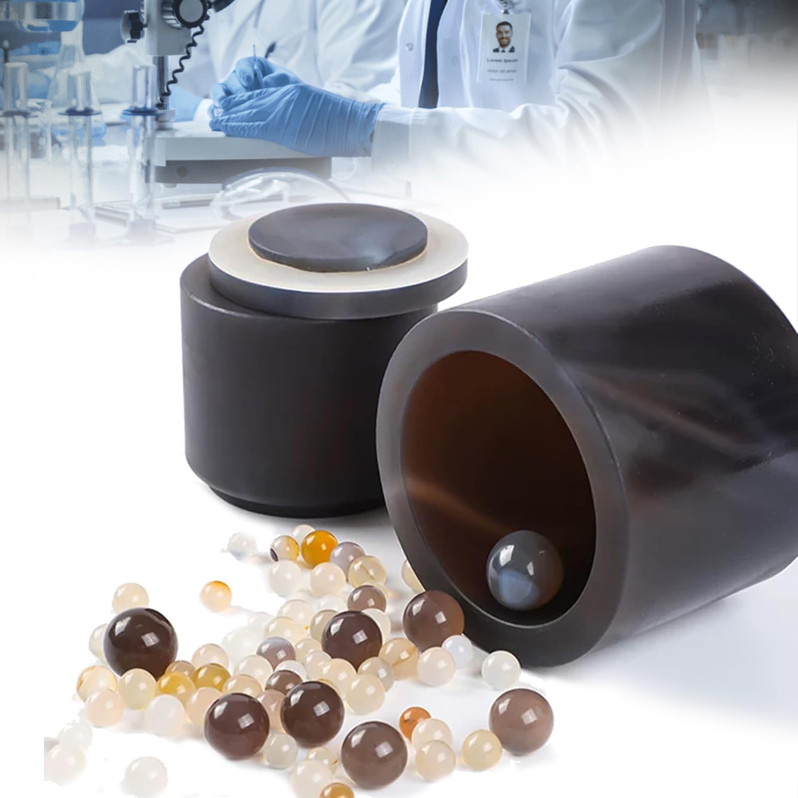 VILA SMO Planetary Ball Mill Tank Set, Natural Agate Grinding Jar, With Beads, Sealing Ring, Mohs Hardness 7.2~7.5, No Impurities, Ideal For Laboratory Use. 500ml