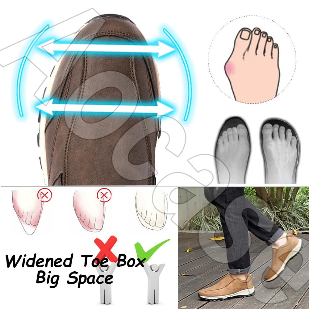 Chaussure de Marche Hommes Chaussures Slip on Sneakers Chaussure sans Lacets De Course Sport Casual Chaussures De Respirantes Légères Outdoor Shoes Confortables,Light Brown,43/265mm