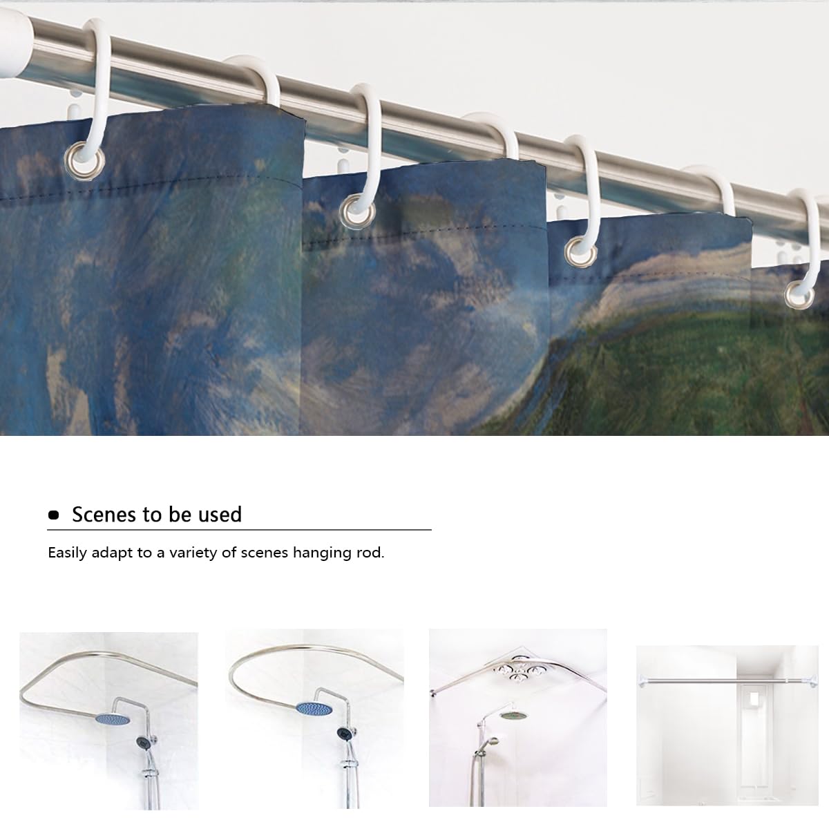 Famose tende doccia in stampa dipinta per il bagno 180x220cm | Tenda doccia in tessuto impermeabile lavabile con motivo donna e parasole, decorazione hotel di lusso