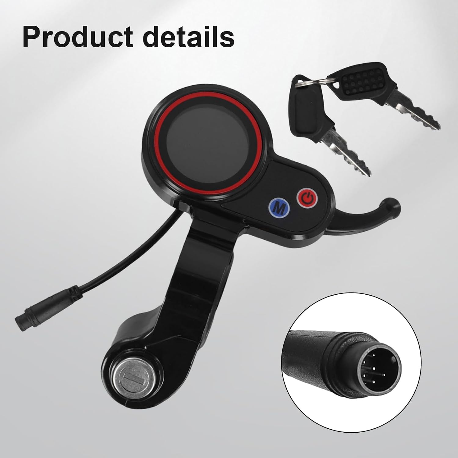 Electric Scooter LCD Display Dashboard Kickscooter LCD Display Panel for H5 Electric Thumb Throttle 6-Pin Speed Controller Accessories with Lock for Scooter