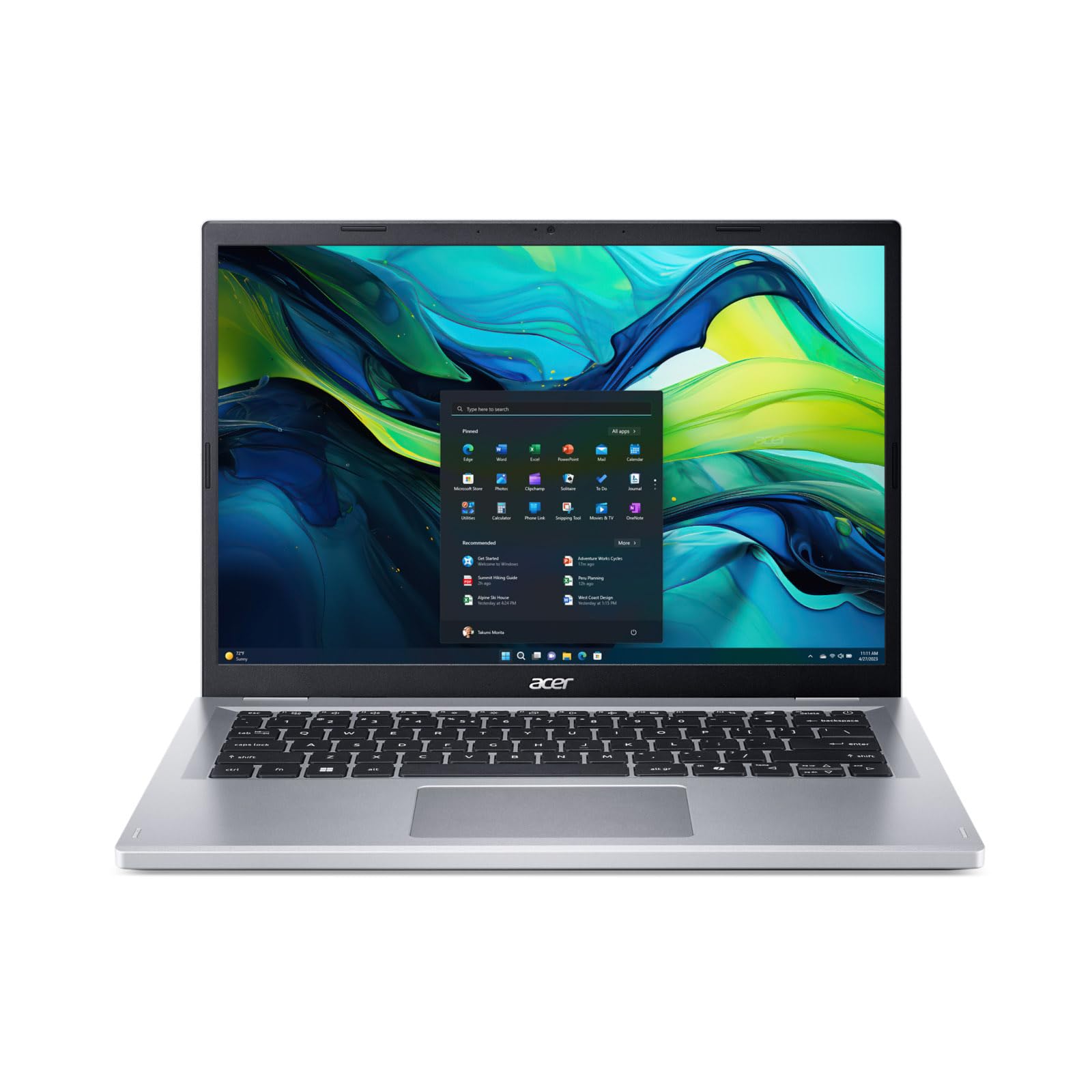 Acer Aspire Go 14 PC Portable 14" WUXGA IPS 60Hz AMD Ryzen 5-7520U 16Go RAM 512Go SSD AMD Radeon Graphics Windows 11 Home Argent Clavier FR AZERTY AG14-22P-R909