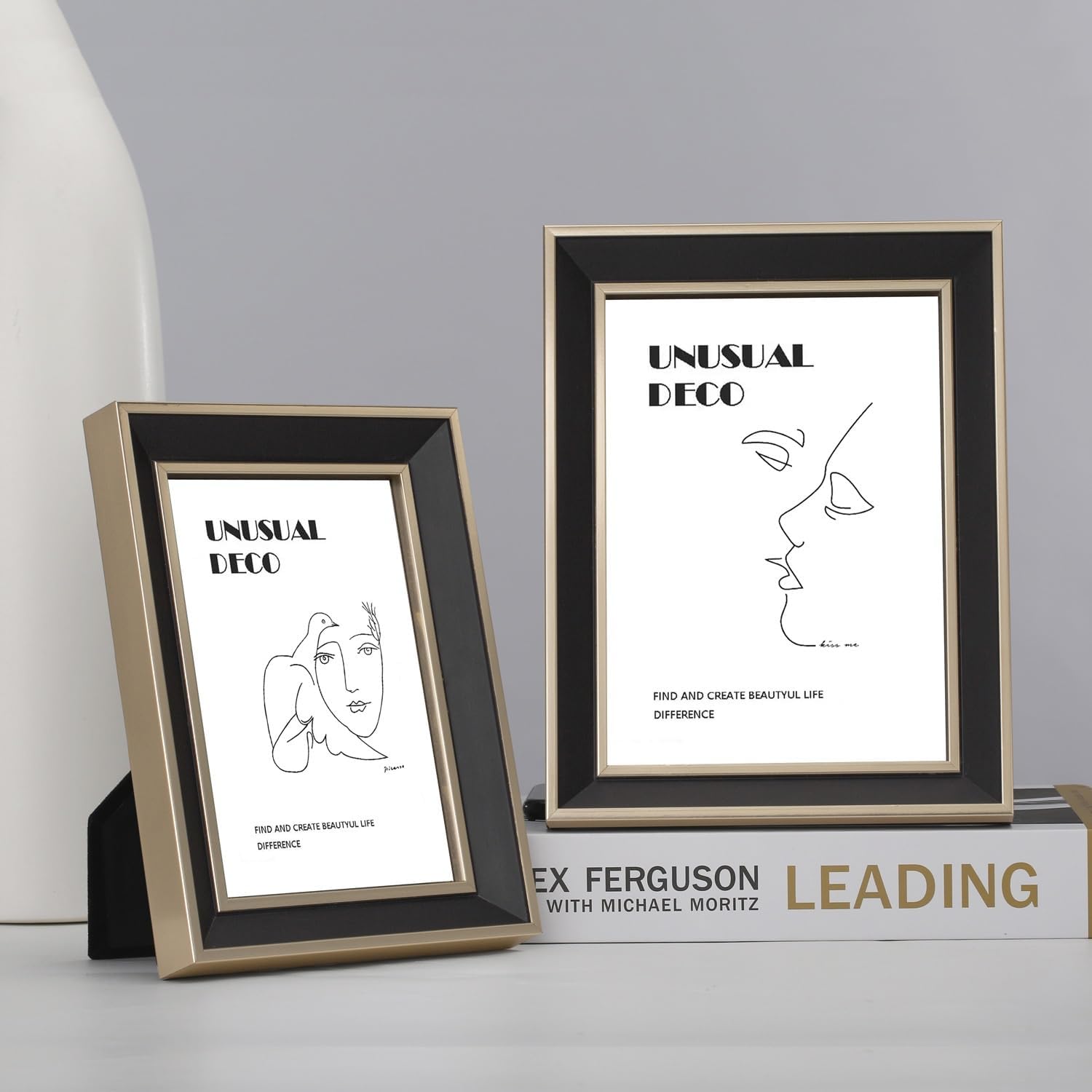 Picture Frame, High Definition Black Gold Photo Frame Desk Top Crafts Modern Luxurious Home Decorations Birthday Festival Family Lover Gift, 2 Pieces(4 * 6in)