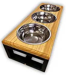 Comedouro Elevado Triplo Para Cães e Gatos - Tamanho P