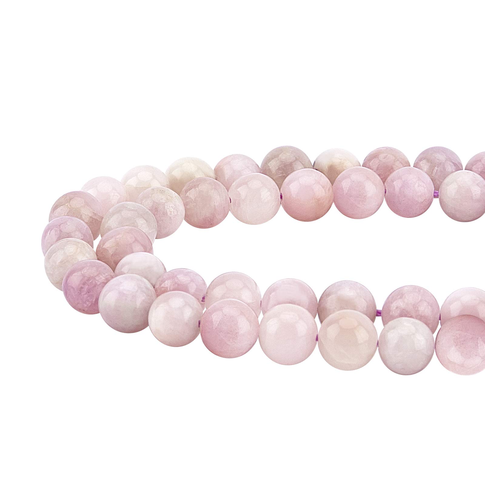 NBEADSnbeads 1 Strand of 49 Pcs 8mm Grade AB Natural Round Kunzite Gemstones 15.5" for Jewelry Making, Hole: 1mm