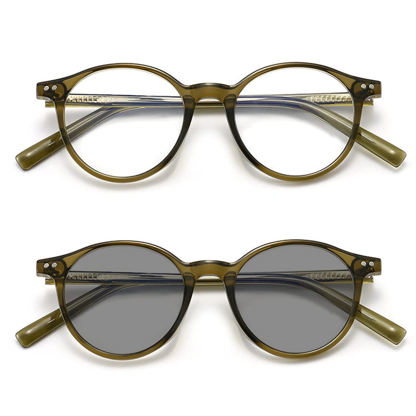 helena TR90 Transition Photochromic round full lens Reading Glasses For Men Women Clear Presbyopic Sunglasses Readers