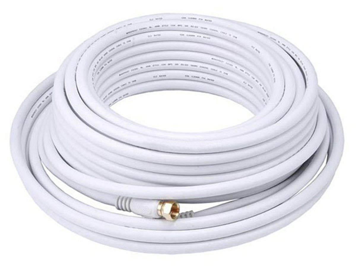 Monoprice104061 RG6 Quad Shield CL2 Coaxial Cable with F Type Connector White, 50ft