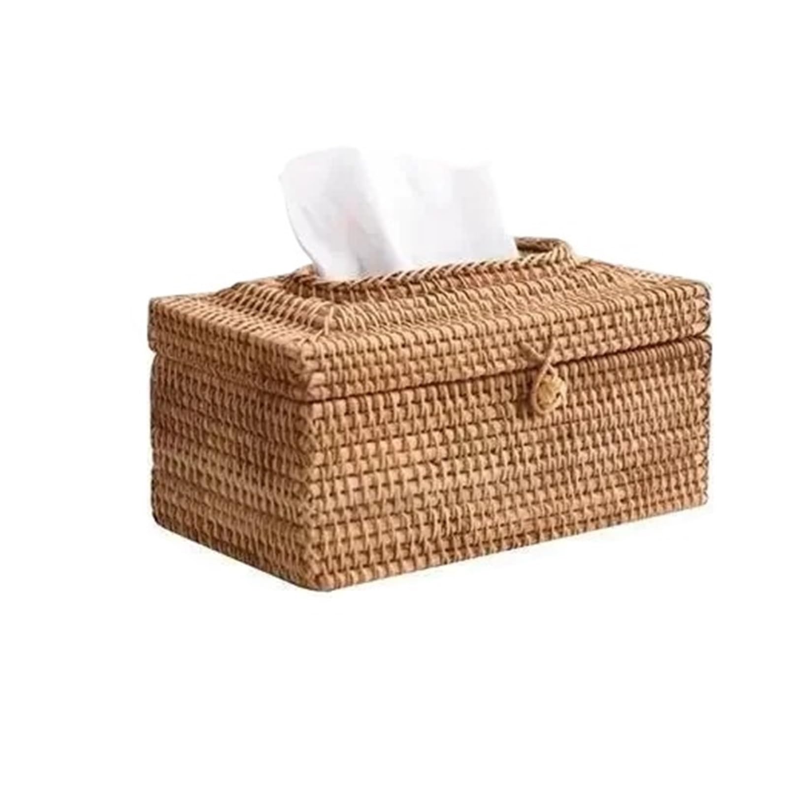 Rattan Tissue Box Cover Handmade Rattan Tissue Box Toilet Paper Cover Dispenser for Bathroom Home Office Hotel Napkin Storage Container(22x12x10cm)