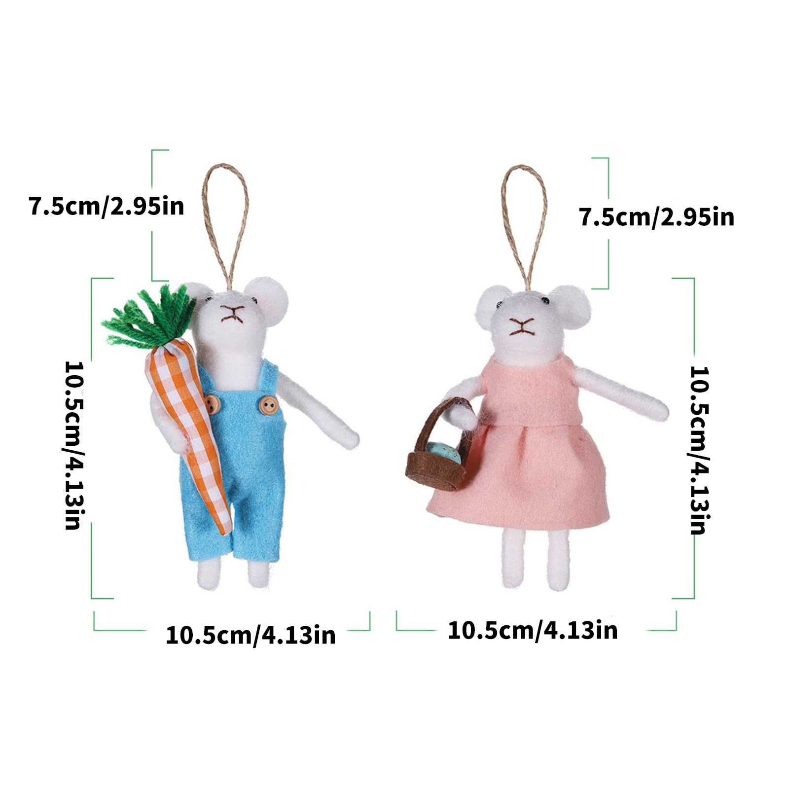 2pcs Natale Feltro Topolino Ornamenti Miniatura Pendente Decorazioni Da Appendere Per Albero E Tavolo Vassoio