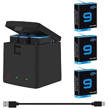 Hero 9/10/11/12 Batteries 3-Pack and 3-Channel Charger Compatible with Hero 9 Black, Hero 10 Black, He ro 11 12 Black Fully Compatible with 9 10 11 12 Battery