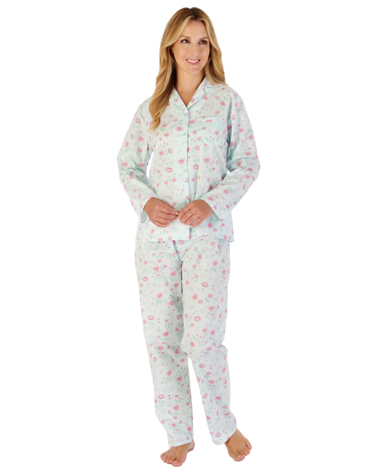Slenderella Long Sleeve Cotton Pyjamas PJ02203 Mint 20-22