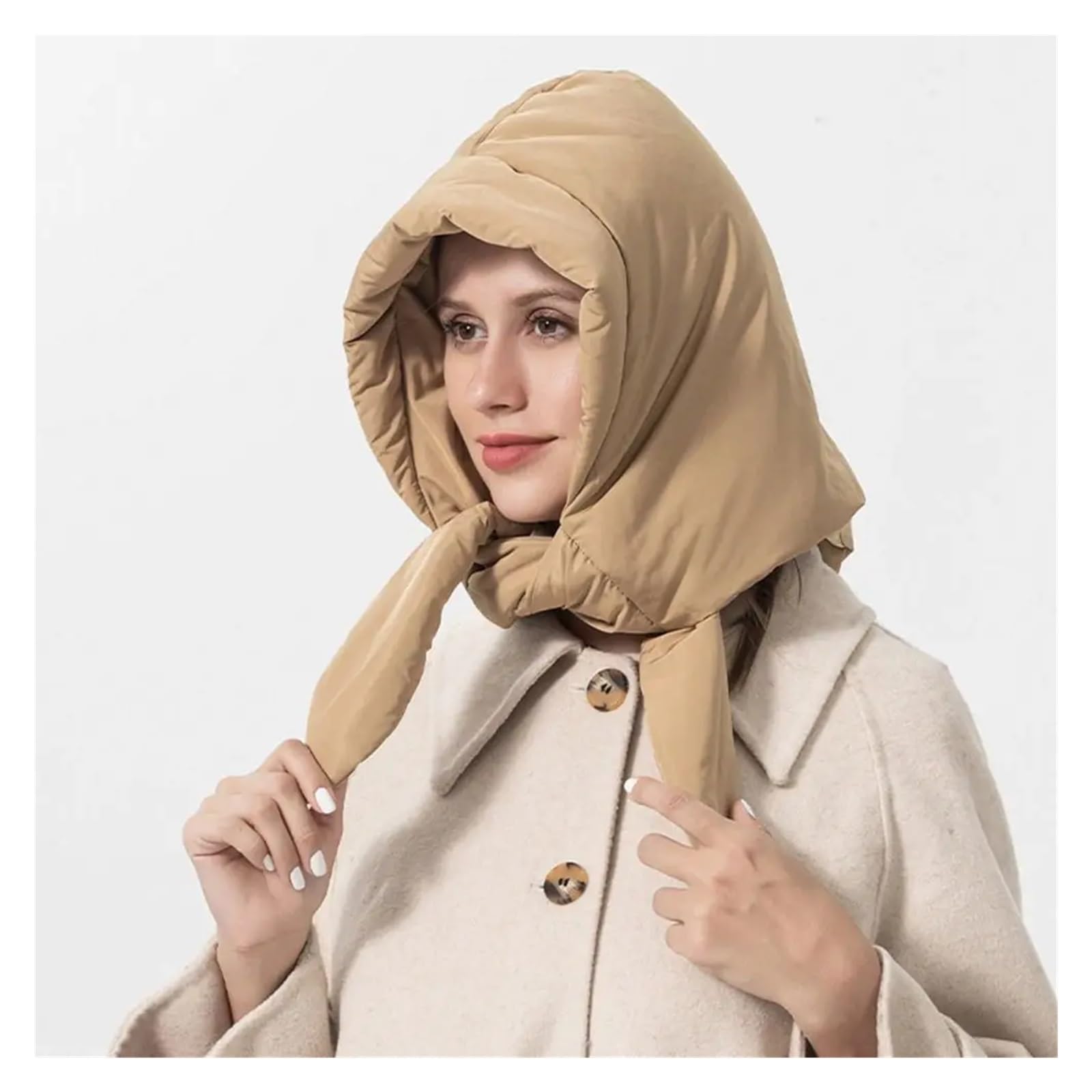 Plumón Sombreros Pañuelo de invierno for la cabeza, chal cálido, capucha, bufanda de algodón, Puff triangular, bufanda for mujer, sombrero grueso a prueba de viento, capucha for cuello al aire libre (