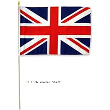 AES 12x18 12"x18" United Kingdom UK Country Stick Flag 30" Wooden Staff