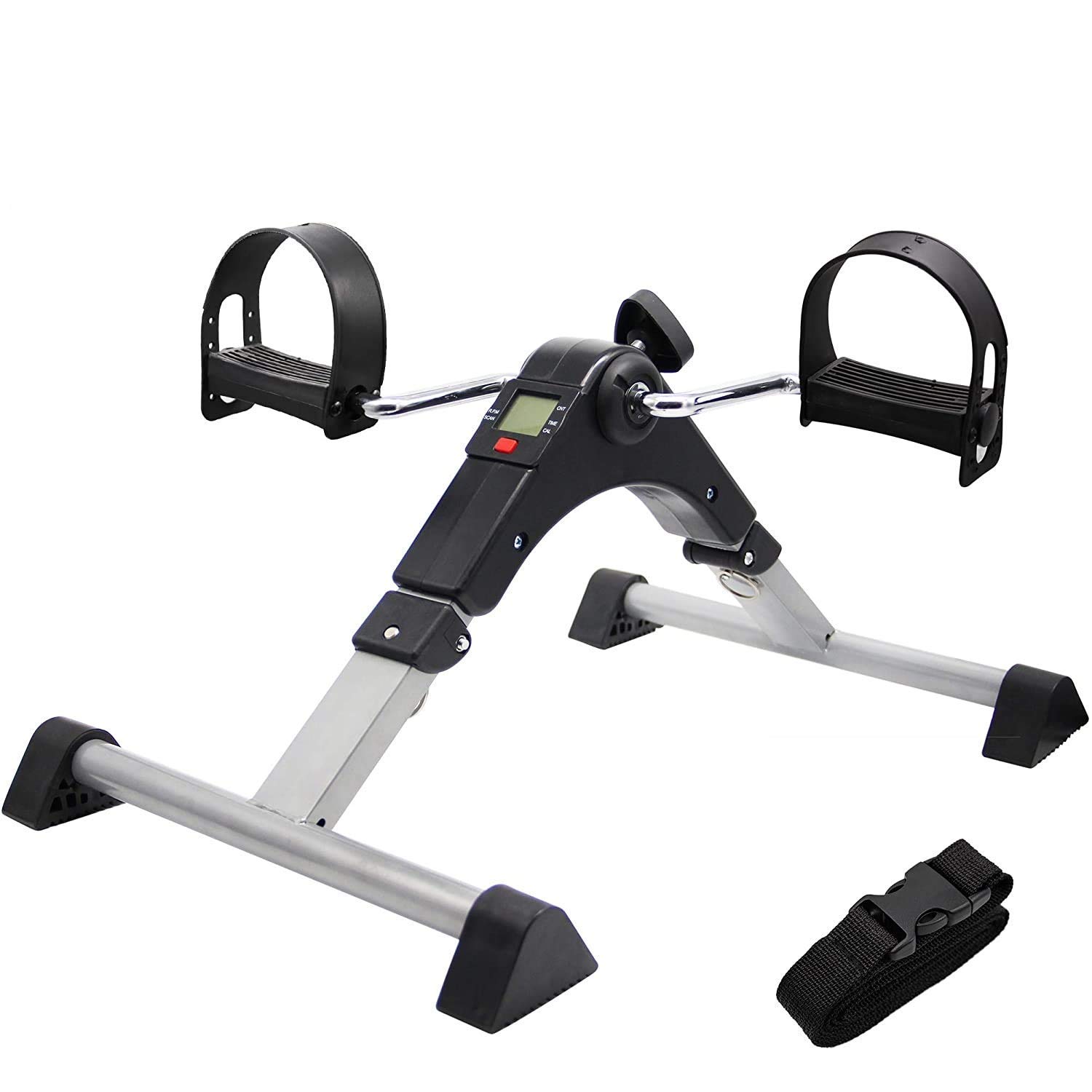 KREZON Foldable Mini Fitness Cycle Pedal Exerciser Bike Gym Machine With Digital Display Meter For Men Women Home Exercise Gym, PVC, Multicolour-image-48