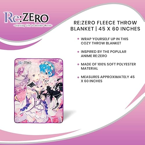 Miniatura 7 de Re:Zero - Manta de felpa | Manta de forro polar súper suave, acogedora funda de sherpa para sofá y cama, decoración del hogar, artículos esenciales