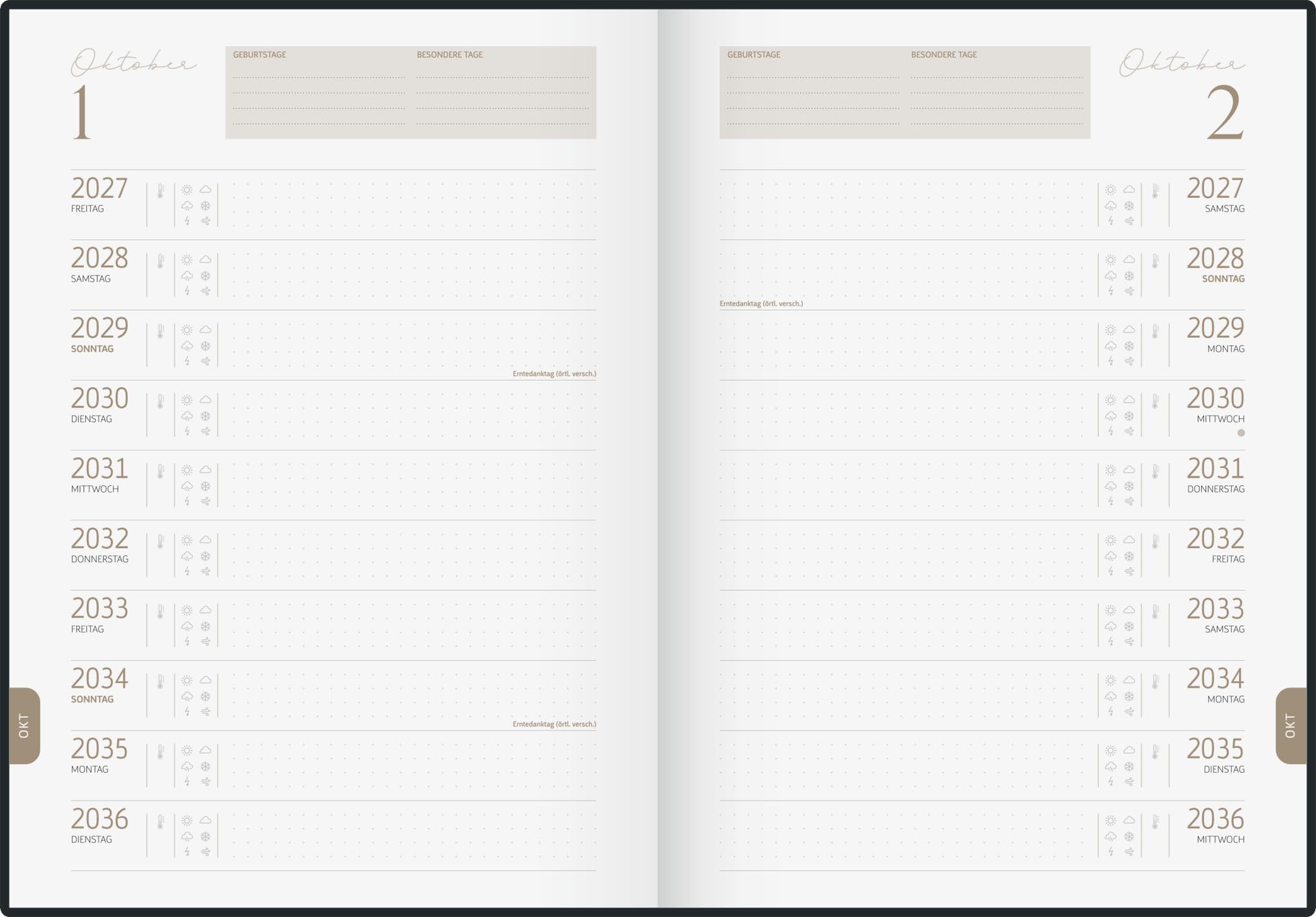 rido/idé 10-Jahres-Kalender Premium 2027-2036 „10 Years of Moments“ | A4, Kunstleder