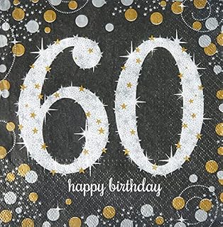 Amscan 511547 - Gold Sparkling Celebration 60th Birthday Luncheon Napkins - 16 Pack
